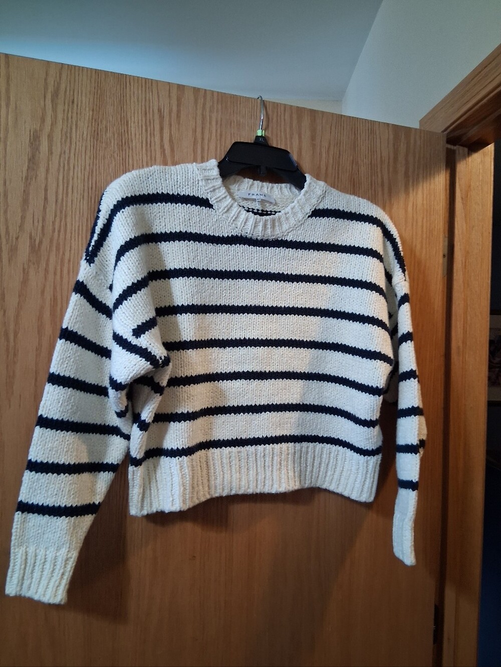 FRAME brand chunky knit sweater   nautical-inspired, Small Petite